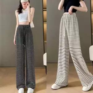 여자 줄무늬 디자인 시원한 소재 밴딩 데일리 팬츠밴팬츠 조거바지 슬림핏 따뜻한 면바지 정장 통바지 여성