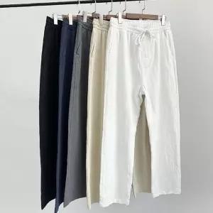 남성 밴딩바지 린넨 마 여름 슬랙스 팬츠