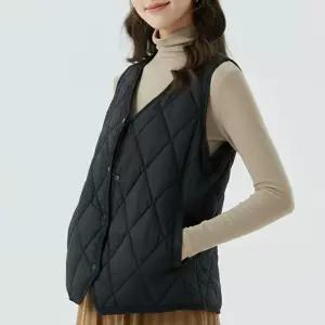 여성 데일리 엘레강스 라운드 퀼팅 조끼패딩베스트 여자 패션 가을아우터 퀼트