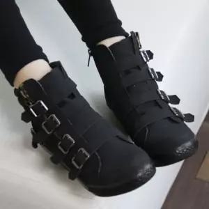 배리슈 여성 6cm 웨지 통굽 스트랩 앵클 워커 웨지힐 클부츠 패션