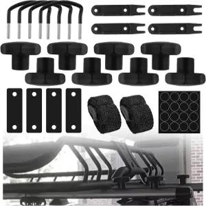 4PCS 차량용 U-볼트 루프 랙 장착 브래킷 키트 견고한 클램프 세트 안전하게 고정되는 박스에는