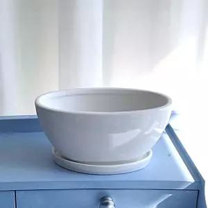 모던 도기 타원형 화분 22x10x10cm 화이트 유광 도자기 인테리어 거실 베란다 집화분 예쁜 식물 선물 장식
