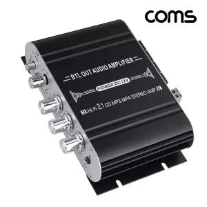 Coms Hi-Fi 2.1채널 오디오 앰프 우퍼 2.1CH 사운드 Amplifier 20Wx2 40W서브 블랙 검정 용품 음향 스피커