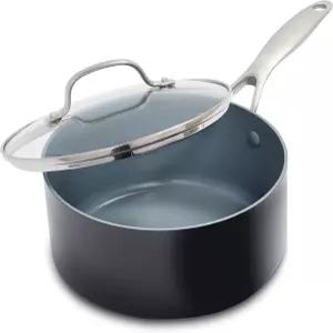 그린팬 발렌시아 프로 하드 아노다이징 세라믹 논스틱 2QT 냄비 뚜껑 PFAS 프리 인덕션 식기세척기 사용