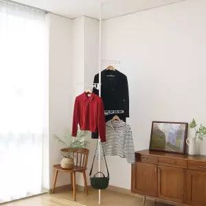 기둥식 행가 1단행거 코트랙 25파이철제 파이프 행거봉 조립식 튼튼한 코너 옷방 1단 원룸 걸이 코트 철재