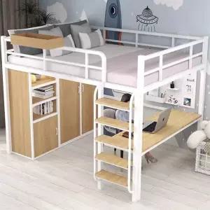 성인2층벙커침대 철제벙커침대 수납 침대책상 세트 옷장 일체형 diy