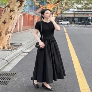 여성 여름원피스 데일리룩 롱원피스 반팔 플레어 원피스