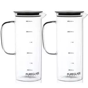 퓨어 내츄럴 내열유리물병1300ml 스텐뚜껑 2개세트