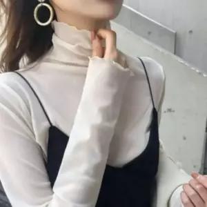 친절한탄씨 폴라티 이너 시스루 블라우스 프릴 레이어드 긴팔 티셔츠 여성폴라티 레이어드티 목폴라
