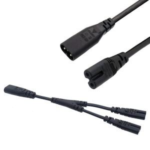 1PC IEC 320 C8 2Pin 남성 - 2 x C7 여성 Y 전원 케이블 약 30CM 연장 코드