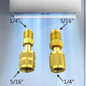 2PCS 진공 펌프 황동 R410a 어댑터 5/16 SAE F 퀵 커플러 - 1/4 에어컨 커플링 도구