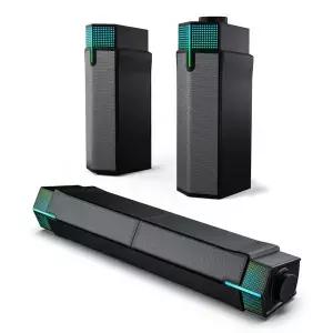 PC 데스크탑 모니터용 블루투스 컴퓨터 스피커 게임용 사운드 바 유선 USB 전원 뛰어난 스테레오 LED 조명