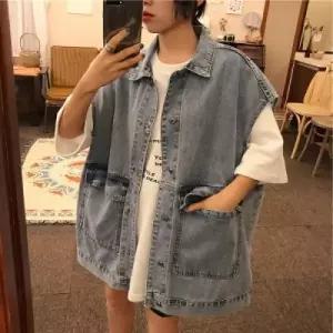 커플룩 청자켓 남녀공용 데님조끼 F12874 빅사이즈 청조끼 오버핏 커플조끼