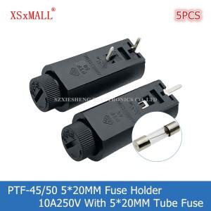 5PCS PTF-45/50 5x20MM 퓨즈 홀더 10A250V 2.5W PCB 패널 장착 고온 저항 베이스 튜브