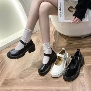 통굽 펌프스 에나멜 라운드코 키높이 데일리 구두