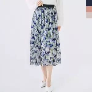 여자 봄패션 데이트 결혼식 프릴 꽃무늬 밴딩 스커트 Ntq54EWV