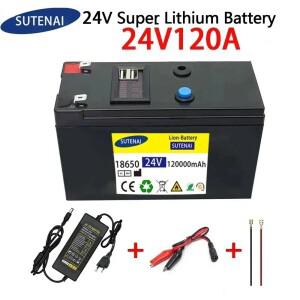 24V 배터리 120Ah 18650 리튬 팩 태양 에너지 전기 자동차 + 25.2v2A 용 충전식