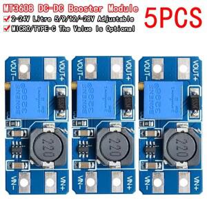 5PCS MT3608 DC-DC 스텝 업 컨버터 부스터 전원 공급 장치 모듈 부스트 보드 최대 출력 28V 2A