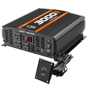 USB 포트 1개와 AC 콘센트 3개가 있는 RV 세미 트럭 차량용 파워 컨버터용 3000와트 자동차 인버터 12V ~ 110V / 120V
