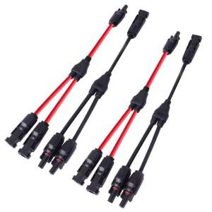 파워 솔라 커넥터 30A Y-브랜치 케이블 태양광 패널용 병렬 어댑터(1xM/FF+1xF/MM) 블랙 레드