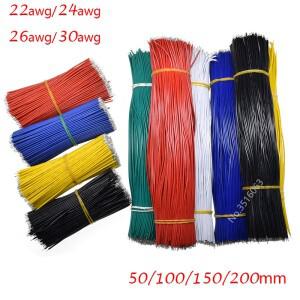 100Pcs PVC UL1007-22AWG 24/26/30AWG 주석 도금 전자 와이어 PCB 점퍼 케이블 5/10/15/20cm 빨간색 검정색