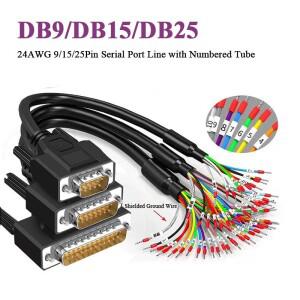 번호가 매겨진 튜브 포함 커넥터 케이블 DB9 DB15 DB25 24AWG 9 15 25 핀 터미널 직렬 포트 와이어 암수 차