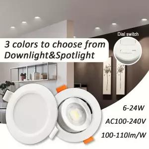 매립등 10pcs CCT 스팟 통 최근 LED 천장 조명 3 색 조정 AC100-240V 다이얼 스위치 3000K/4000K/6500K 실