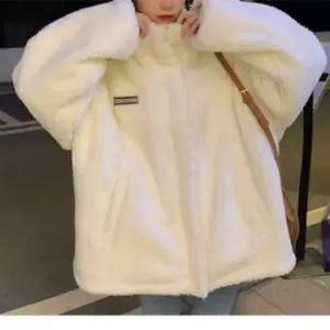 친절한탄씨 화이트 후리스 집업 플리스 자켓 양털 점퍼 아우터 겨울아우터 여성재킷 플리스자켓