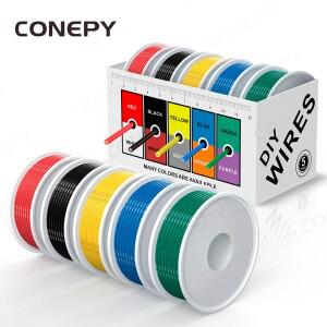 CONEPY 5 색 혼합 세트 연선 주석 도금 구리 와이어 내열성 16/18/20/22/24/26/28/30 AWG 브레드 보드 DIY