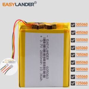 JST1.25 3핀 605060 3.7V 2500mAh 충전식 리튬 폴리머 이온 배터리