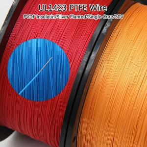 PTFE 와이어 UL1423 실버 도금 단일 코어 케이블 (스크롤 없음) 전자 고온 마이크로 미세 구리 DIY 5 ~ 20m