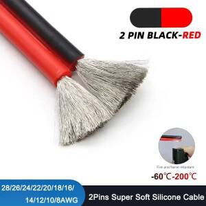 8awg 10awg 슈퍼 소프트 2 핀 레드 블랙 실리콘 케이블 12 14 16 18 20 22 24 26 고온 주석 도금 구리 전선