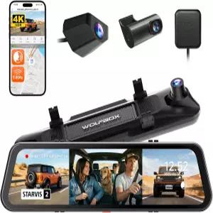 WOLFBOX G900 트라이프로 캐빈-N 3채널 4K 미러 대시캠 8MP 스타비스 IMX678 12인치 4K+1080P+2.5K 전면