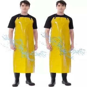 VICOGARD 2팩 방수 고무 비닐 에이프런 47인치 셰프 헤비 듀티 내화학성 작업 유니 PVC
