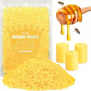 VIPwax 옐로우 밀랍 펠릿 1LB 천연 양초 만들기 프리미엄 바디 스킨 케어 DIY 립밤 및 비누 제작 용품