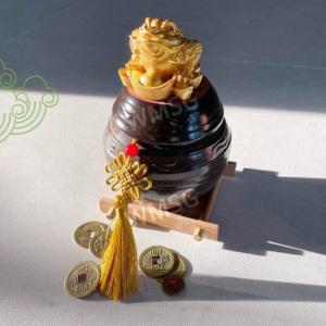 현관소금단지 미니 삼족두꺼비 소금항아리 행운 풍수 장독대 옆전