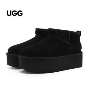 UGG 클래식 울트라 미니 플랫폼 스웨이드 부츠 블랙 (1135092-BLK)