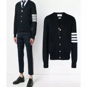 톰브라운 코튼 밀라노 스티치 4-바 브이넥 가디건 Navy MKC171A 00219 415