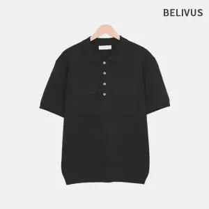 [빌리버스]빌리버스 남성 여름 빅포켓 비스코스 캐주얼 반팔 칼라 니트 BOCET013