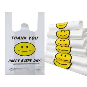 투명 스마일 비닐봉투 24X37cm 50매 비닐 투명 선물 포장봉지 스마일봉 백 손잡이 투 봉투 봉다리