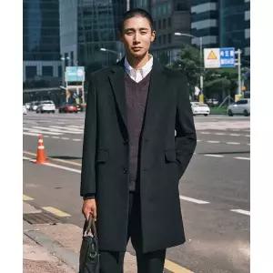[STCO] 캐시미어 블렌드 등판 덕다운 베이직핏 체스터 코트 차콜 SCTWD02NSC