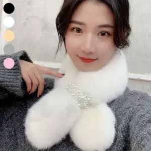 오너클랜 패션소품 머플러 부드러운 여자 진주 쁘띠퍼 머플러 데일리 기본 퍼머플러 쁘띠퍼