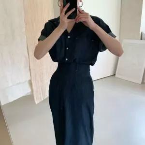 데님 셔츠 롱스커트 투피스 세트업 모던 데일리룩