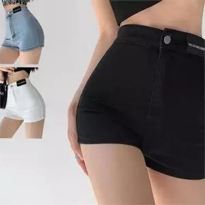 여성 여름 반바지 하이 핫팬츠 데일리룩 여성 숏 반바지 데님 슬림핏 스키니 워싱