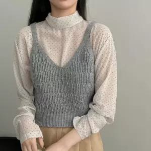 여성 레이어드 스타일 니트 그물 펀칭 가벼운 조끼셔츠 반팔 티셔츠 여자팔 팔티 여름팔 카라 여자