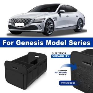 Genesis G70 G80 G90 GV60 사이드 네트가 있는 접이식 자동차 정리함 휴대용 보관함 정리함
