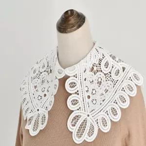 여성 와이드 펀칭 레이스 페이크 카라 이너 넥케이프