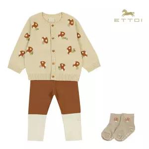 [롯데백화점]에뜨와 테오머쉬룸니트상하&양말SET 07T523010/출산,백일,돌선물,조카선물,유아외출복