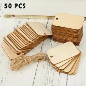 50Pcs 미완성 자연 나무 조각 선물 태그 결혼식 파티 크리스마스 장식에 대 한 밧줄으로 빈 교수형 레이블