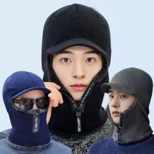[오르토]넥워머 귀마개 세트 모자 일체형 방한 마스크 비니 집업 타입